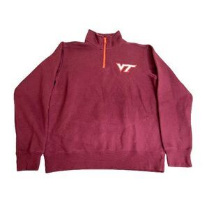 Virginia Tech Sweatshirt Adult Medium‎ Maroon 1/4 Zip Fleece NCAA Hokies E5 Mens
